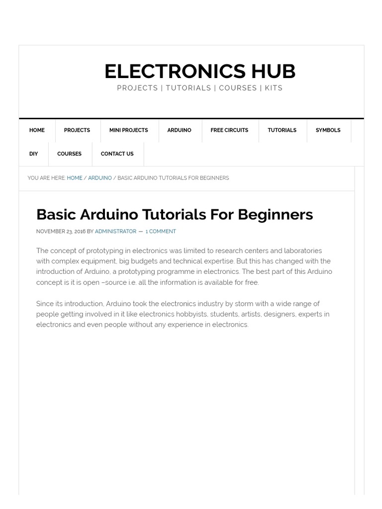 Basic Arduino Tutorials For Beginners Circuit Diagram
