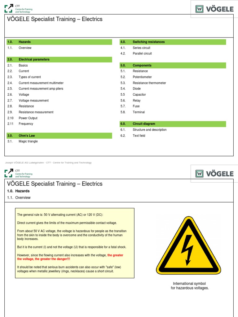 VÖGELE Electrics Training Overview | PDF | Electrical Resistance And ...