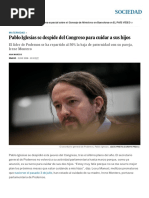 Pablo Iglesias Se Despide Del Congreso Para Cuidar a Sus Hijos _ Sociedad _ EL PAÍS