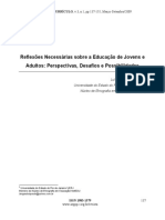 Reflexões Necessárias Sobre A Educação de Jovens e Adultos: Perspectivas, Desafios e Possibilidades