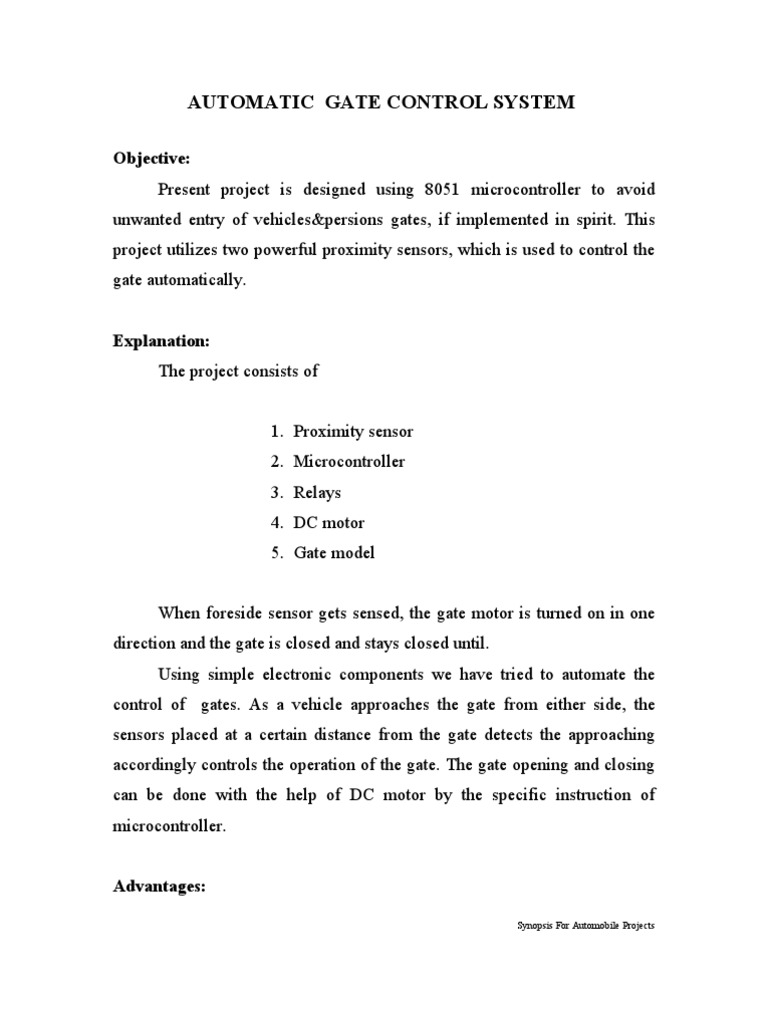 Automatic Railway Gate Control System by DC Motor PDF