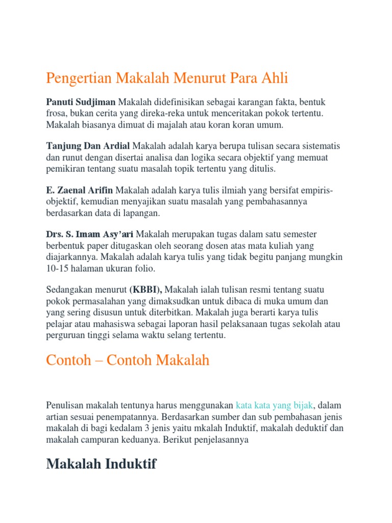 Makalah Adalah Kbbi Contoh Makalah