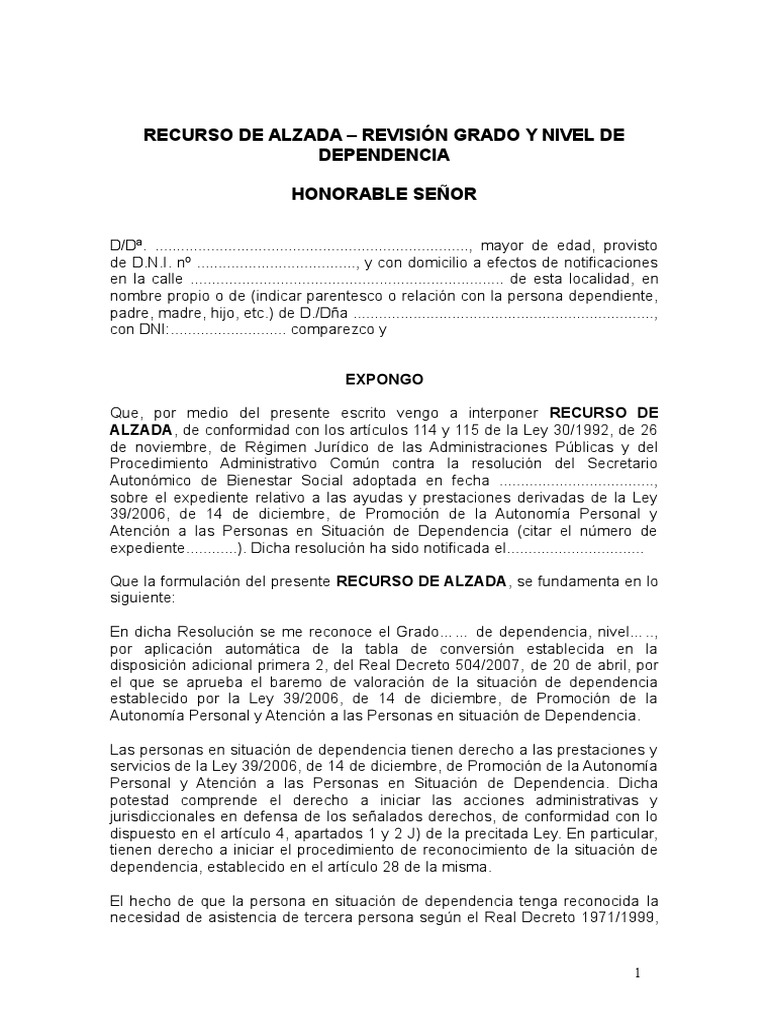 Modelo Recurso Alzada No Pasarela PDF Esfera P blica Virtud