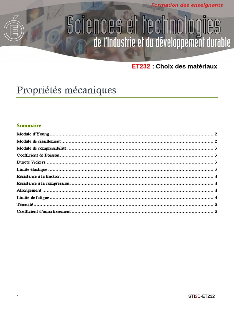 STI2D Et236 Proprietes Mecaniques | PDF | Élasticité (Physique ...