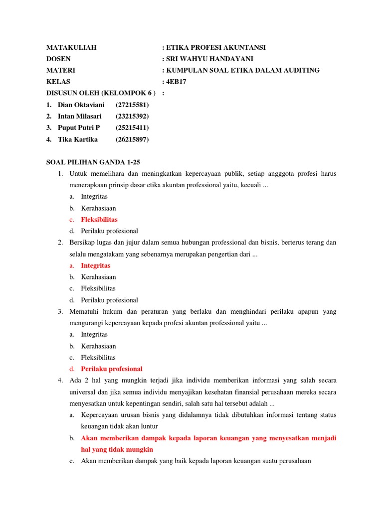 Soal Etika Dalam Auditing