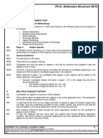 Ph.D. Admission Brochure 2018: Pattern of Entrance Test