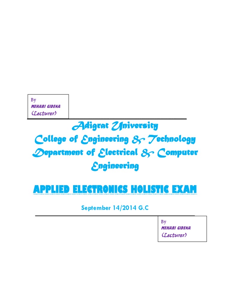 Holistic Exam1 PDF PDF Bipolar Junction Transistor Field Effect