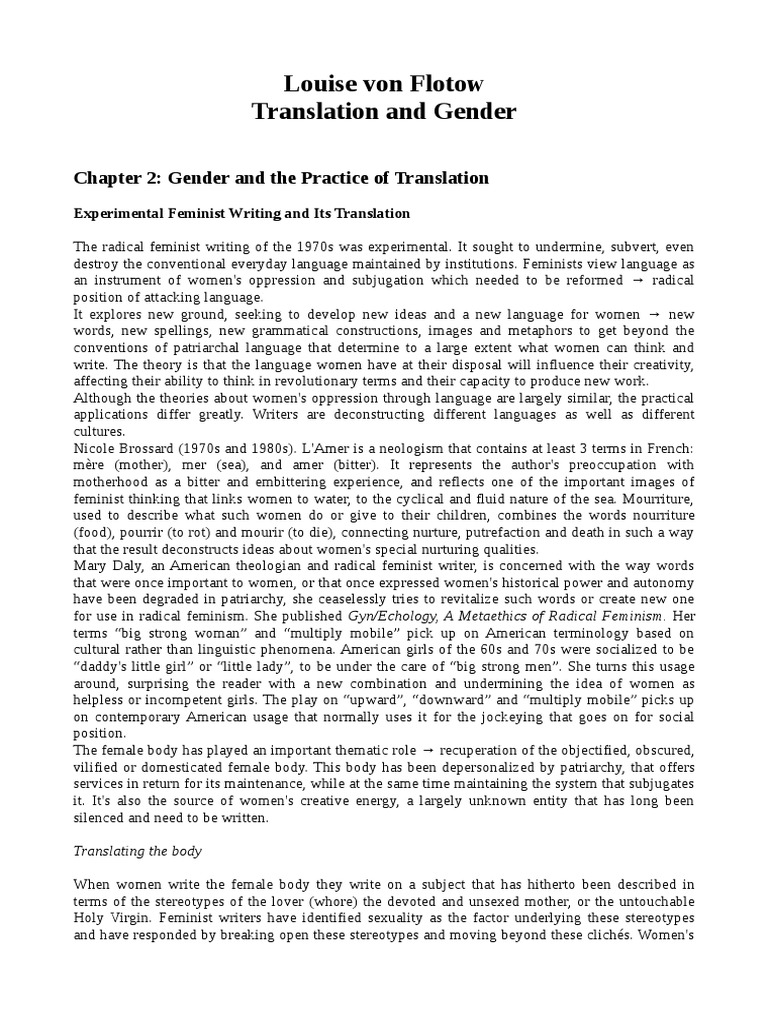 Gender And The Practice Of Translation Womens Writing - 