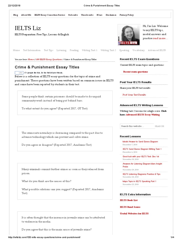 Crime Punishment Essay Titles International English Language Testing System Crime Violence
