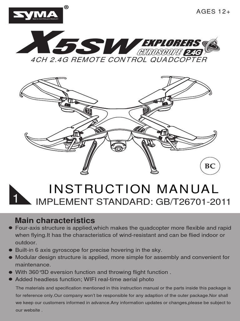SW Explorers Remote Control Quadcopter Instruction Manual PDF Quadcopter Aircraft
