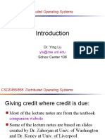 CSCE455/855 Distributed Operating Systems: Dr. Ying Lu Schorr Center 106