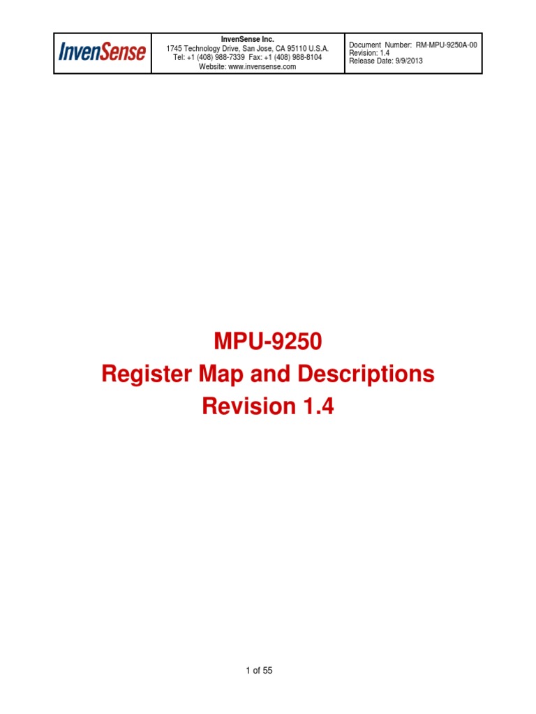 MPU 9250 Registers PDF Gyroscope Bandwidth (Signal Processing)