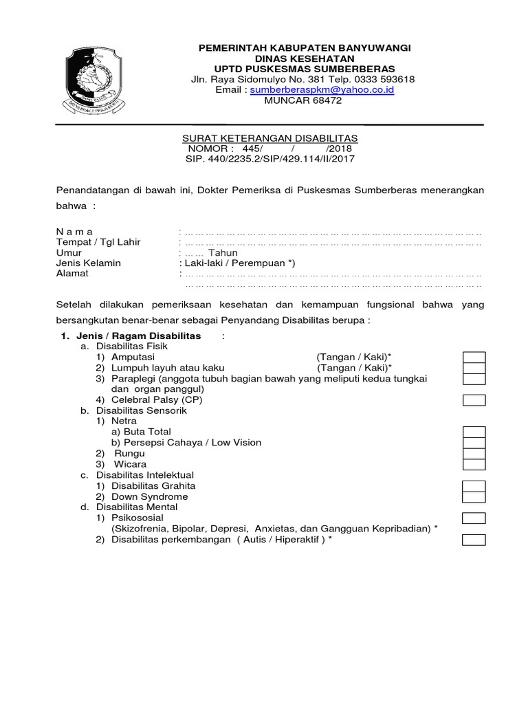 Contoh Surat Keterangan Dokter Cpns Disabilitas 2018