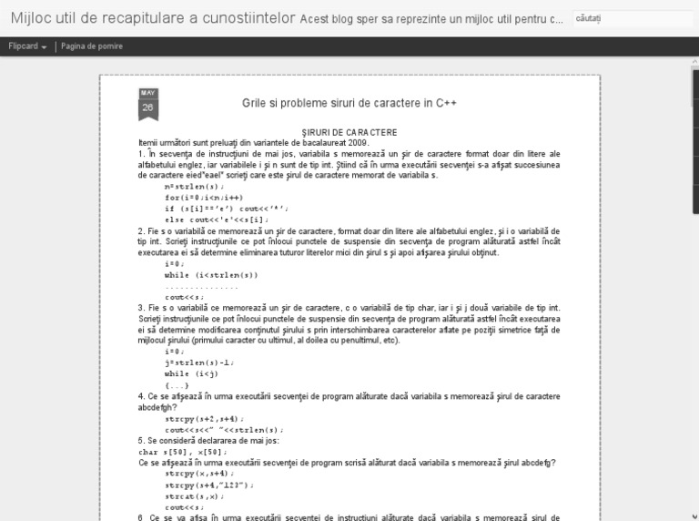 Probleme De Siruri De Caractere In C