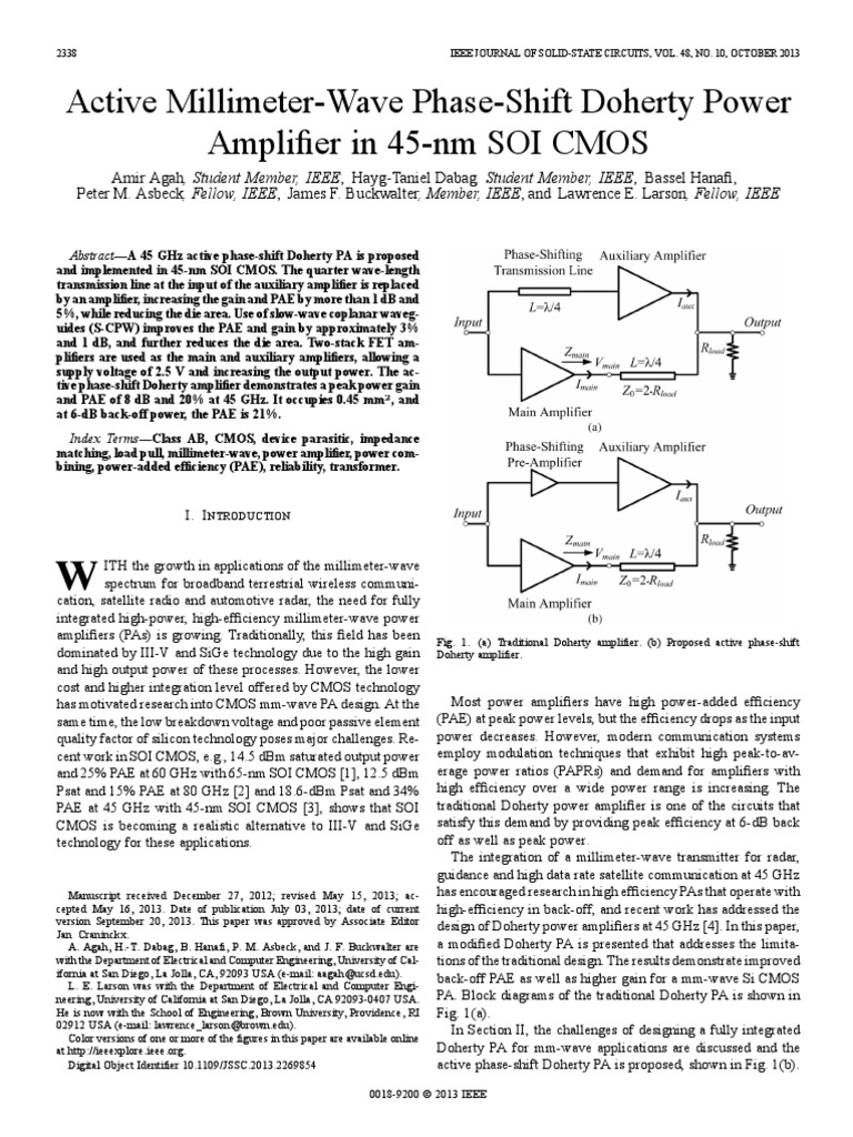 Doherty PA With PhaseShift Amplifier PDF Amplifier Field Effect