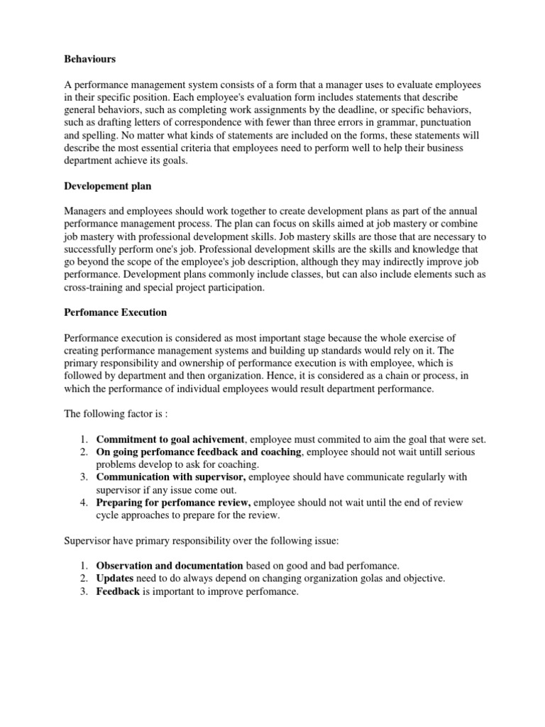 A Comprehensive Guide to Performance Management Systems: Behaviors ...