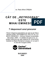 Cât de 'retrograd' este Mihai Eminescu - 7 raspunsuri unui procuror -  dr. Radu Mihai Crisan (2005)