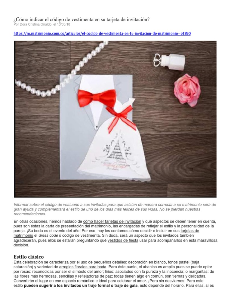 Cómo Indicar El Código de Vestimenta en Su Tarjeta de Invitación | PDF |  Boda | Amor, image size:768x1024
