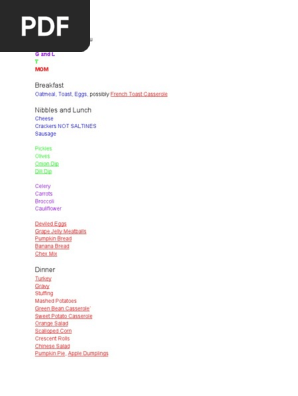Thanksgiving Menu