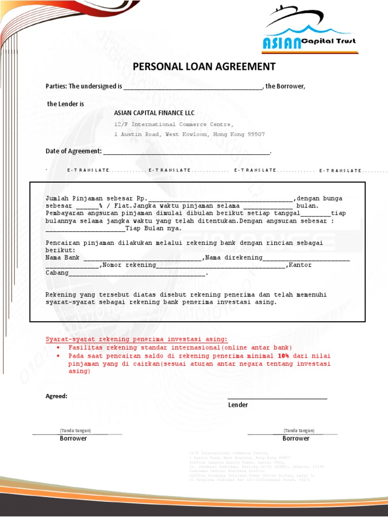 Personal Loan Agreement