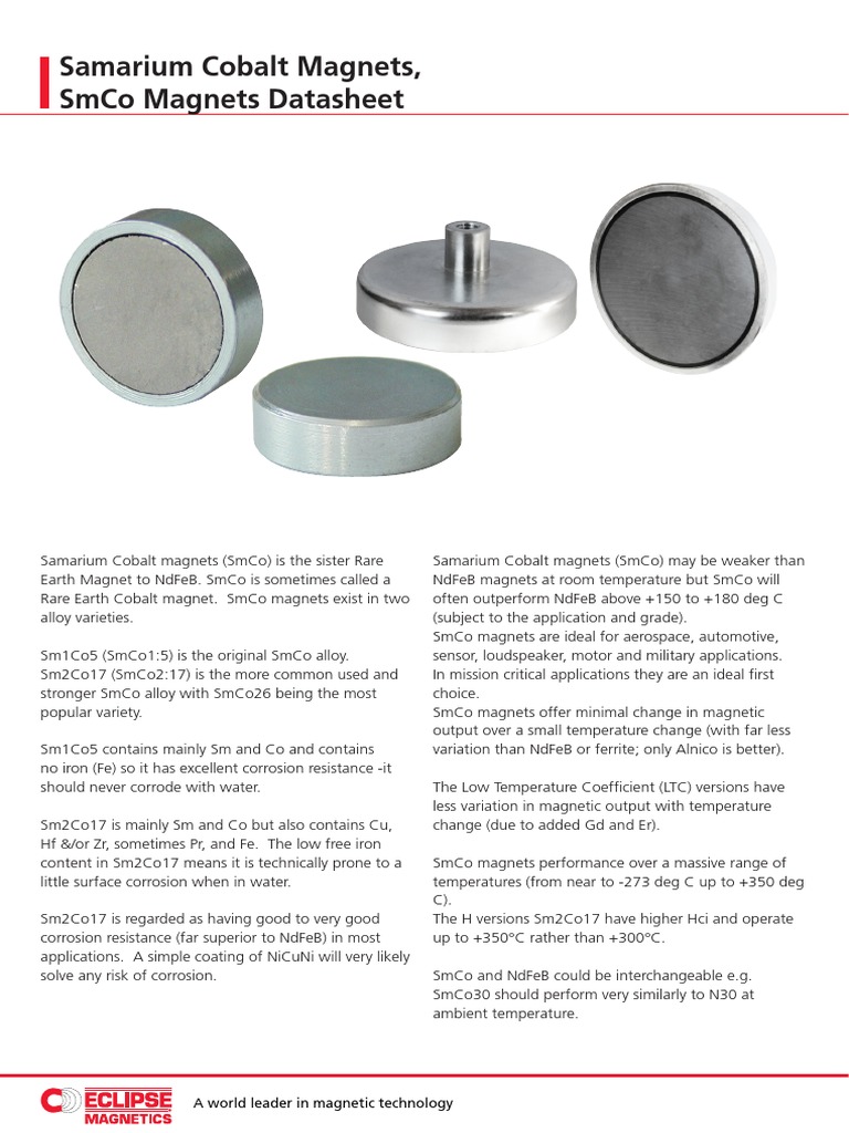 Samarium Cobalt Magnet Overview | PDF | Chemical Product Engineering ...
