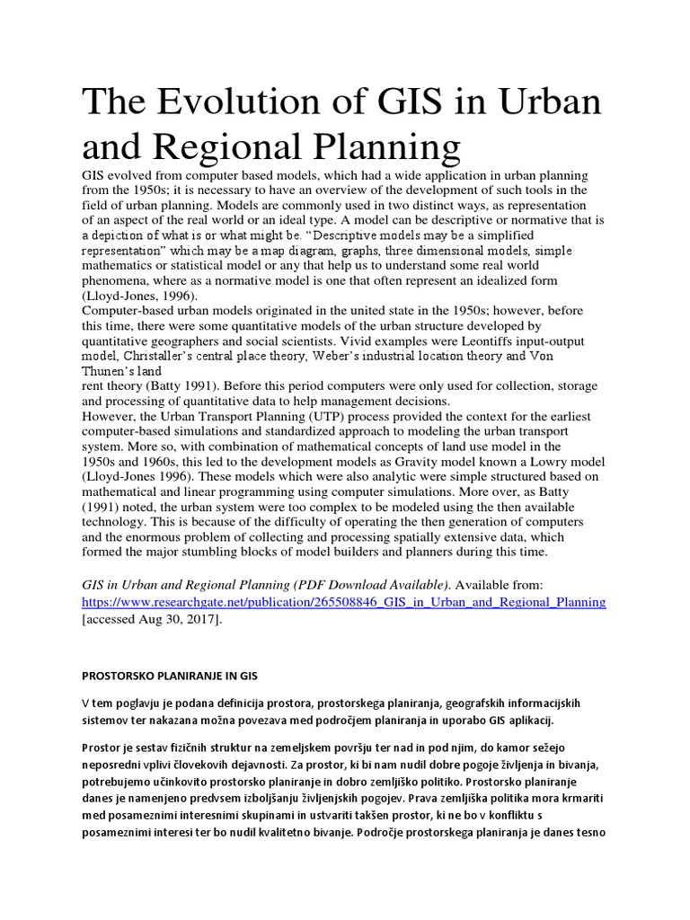 The Evolution of GIS in Urban and Regional Planning | PDF | Computers