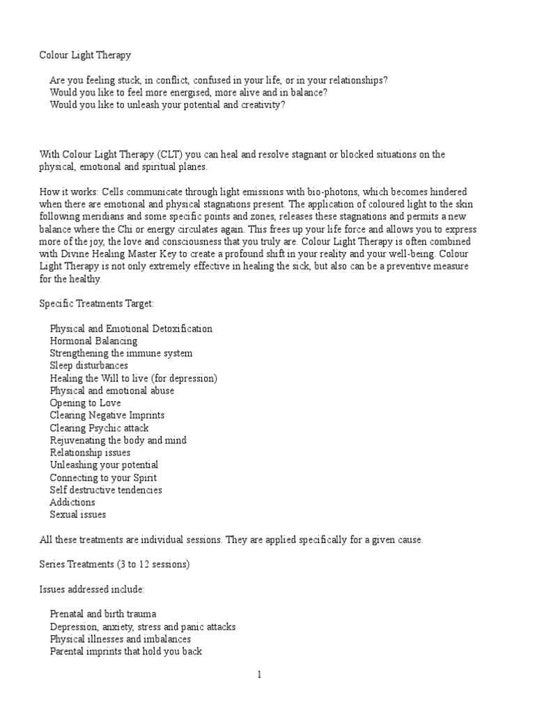 Colour Light Therapy PDF Psychological Trauma Major Depressive