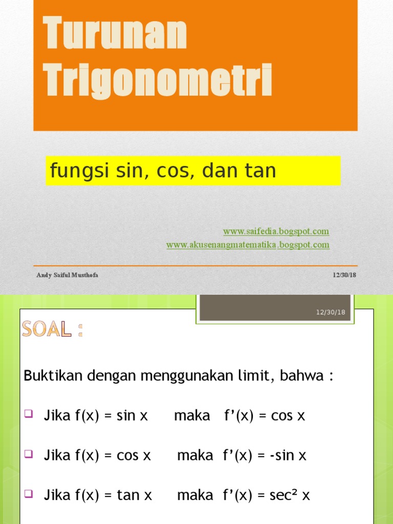 Tabel Turunan Sin Cos Tan