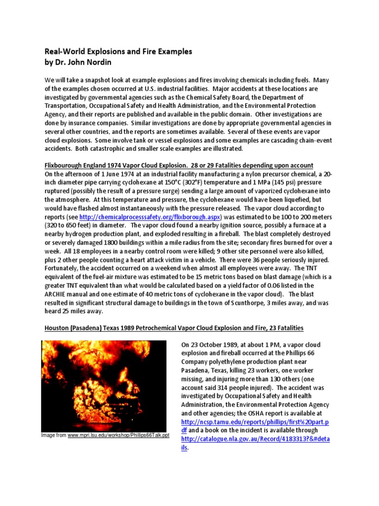 Industrial Explosion and Fire Case Studies | PDF | Explosion ...