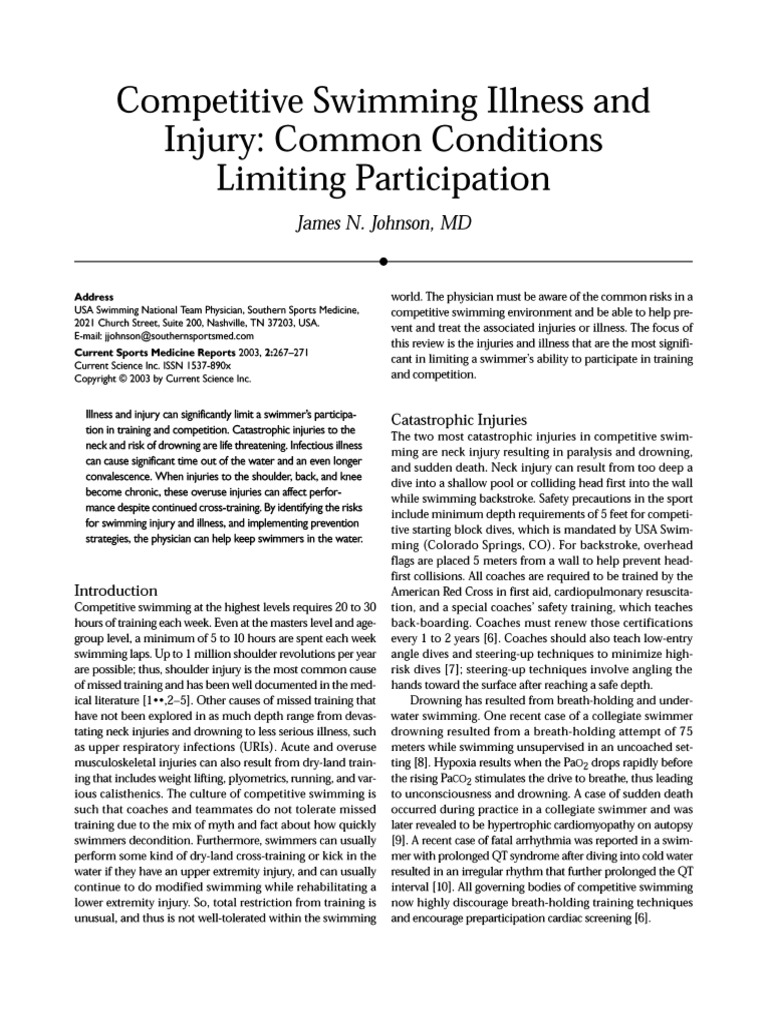 Injury Patterns in Danish Competitive Swimming | PDF | Asthma ...