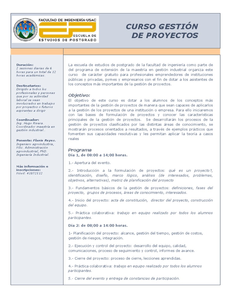 Curso Gratuito de Gestión de Proyectos | PDF | Gestión de proyectos ...