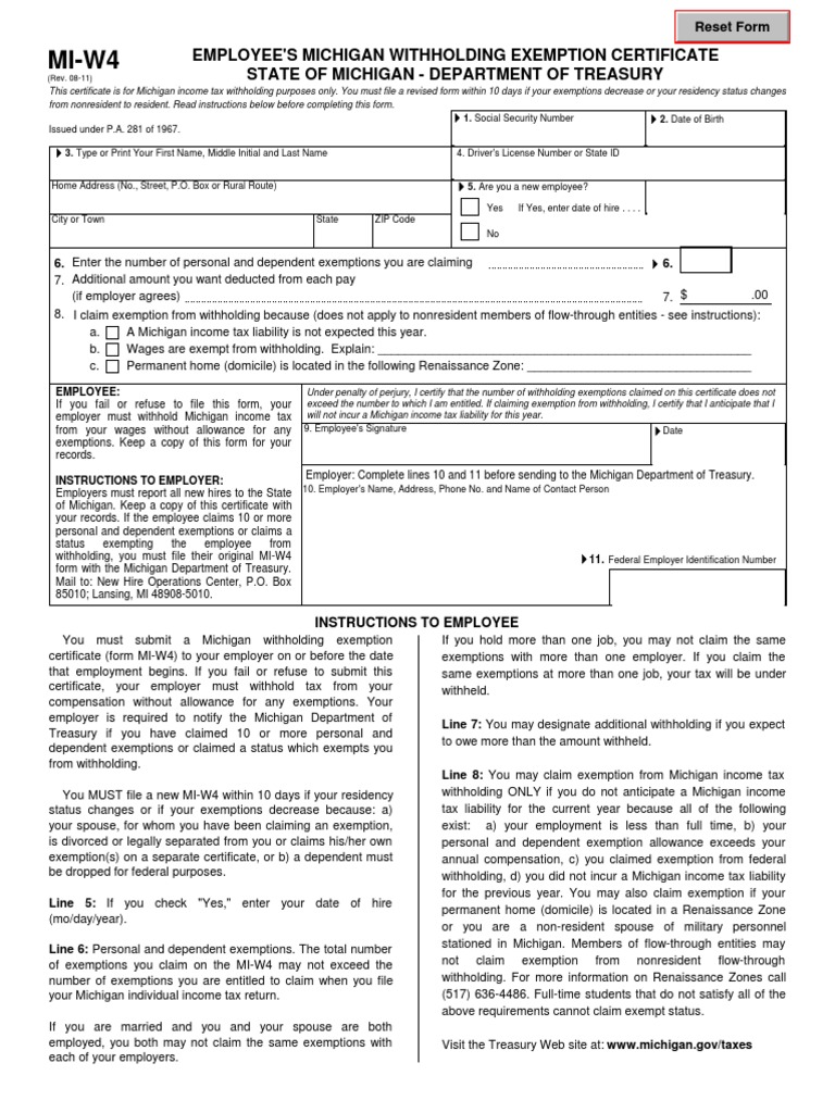 Mi-W4 370050 7 | PDF | Withholding Tax | Tax Exemption