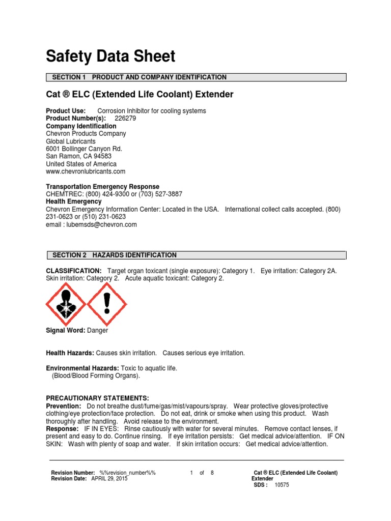 Cat ELC (Extended Life Coolant) Extender Personal Protective