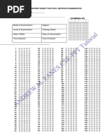 Answer Sheet For Civil Service Examination 2018 Final