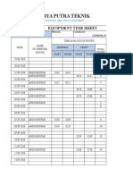 Pt. Surya Putra Teknik: Equipment Time Sheet