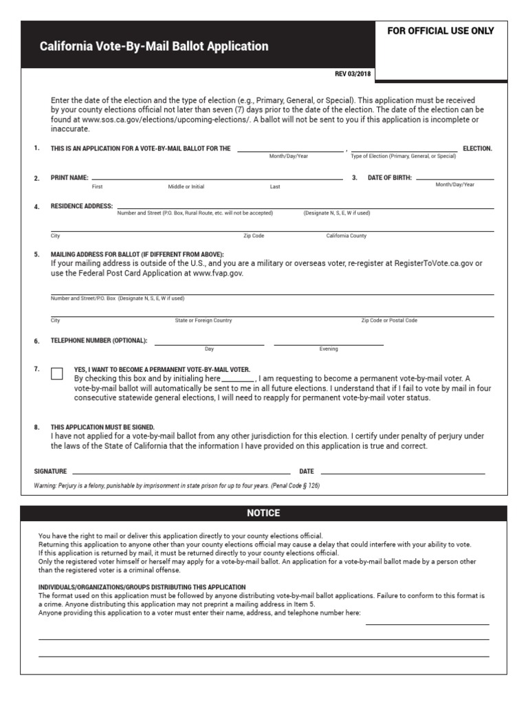 Vote by Mail Application | PDF | Postal Voting | Zip Code