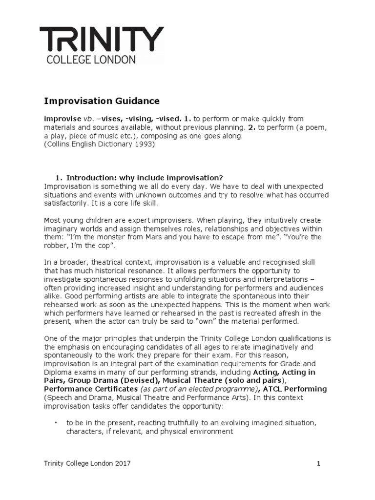Improvisation Assessment Guidelines | PDF | Improvisation | Acting