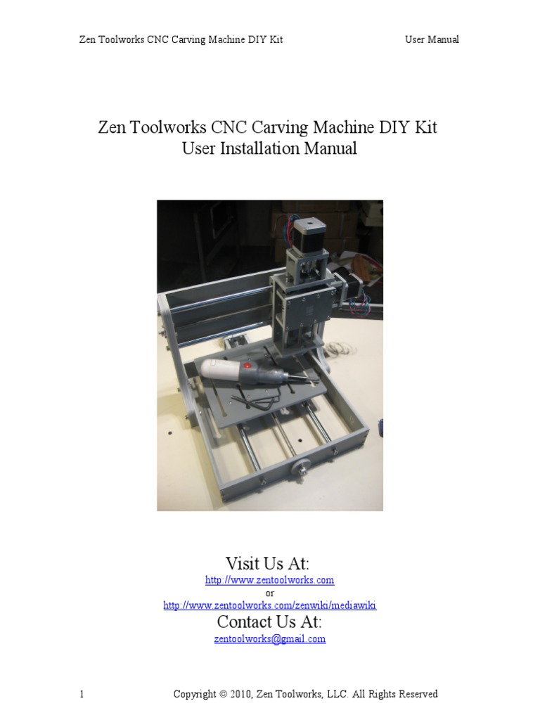 Zen Toolworks CNC Carving Machine DIY Kit User Installation Manual