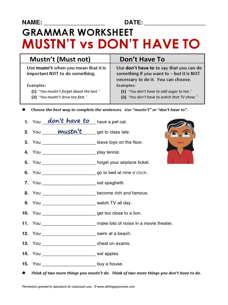 Atg Worksheet Must Dont Pdf