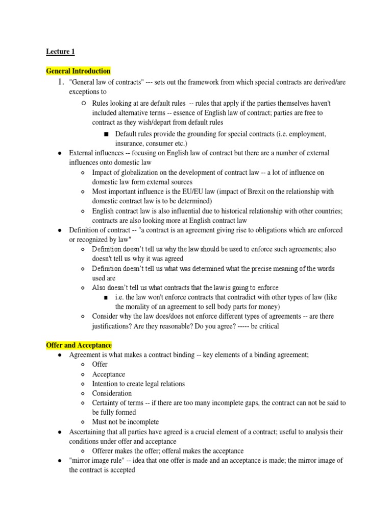 Understanding Contract Law Basics | PDF | Offer And Acceptance | Law Of ...