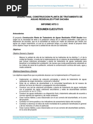 Sacaba Informe Hito 3 Ptar Docx La Contaminacion Del Agua