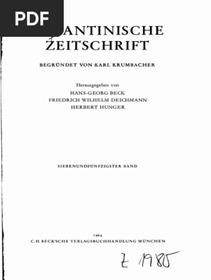 Byzantinische Zeitschrift Jahrgang 57 1964 Pdf