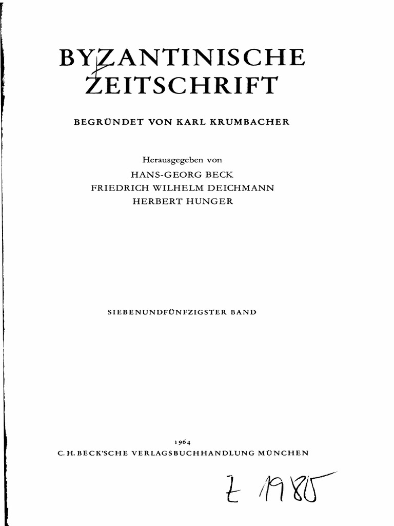 Byzantinische Zeitschrift Jahrgang 57 1964 Pdf