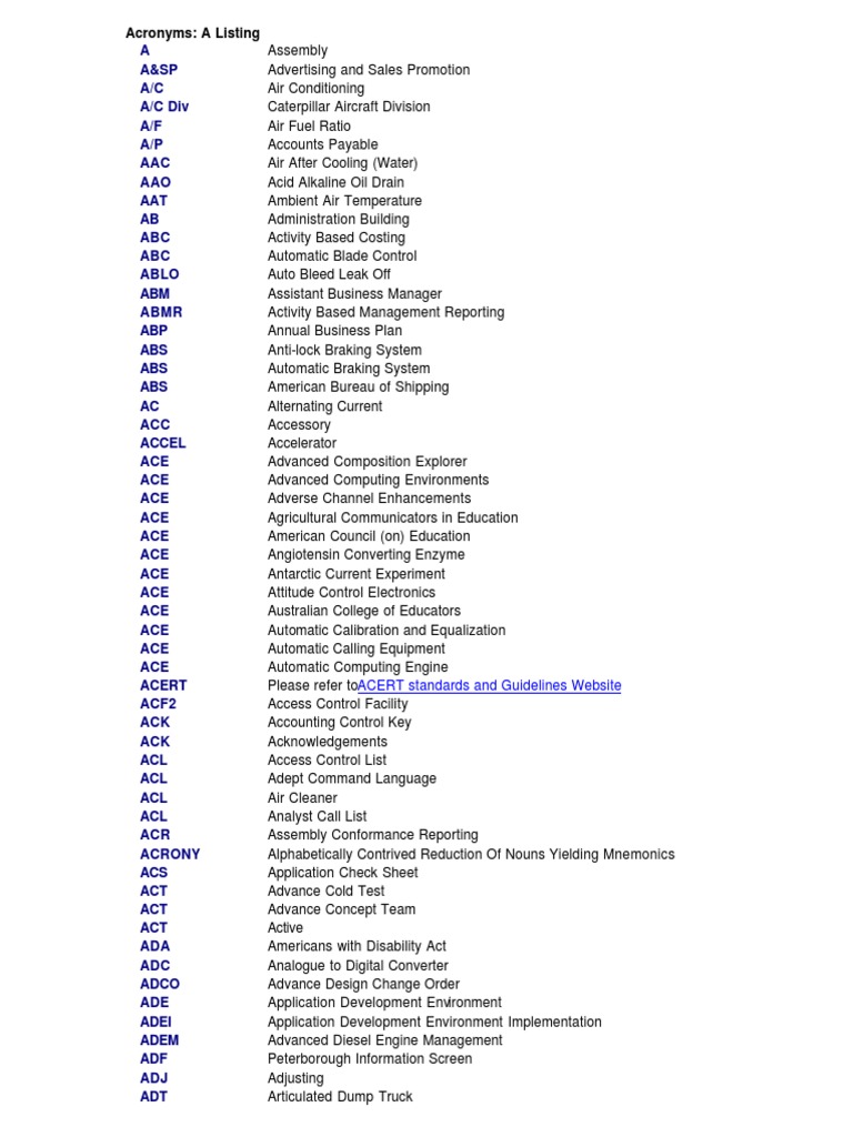 Comprehensive Acronym Listing | PDF | Fuel Injection | Electromagnetic ...