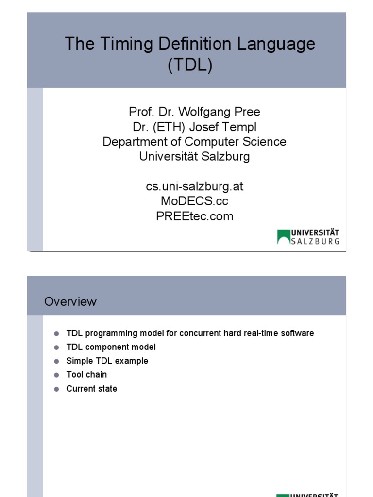 The Timing Definition Language (TDL) PDF Compiler Java