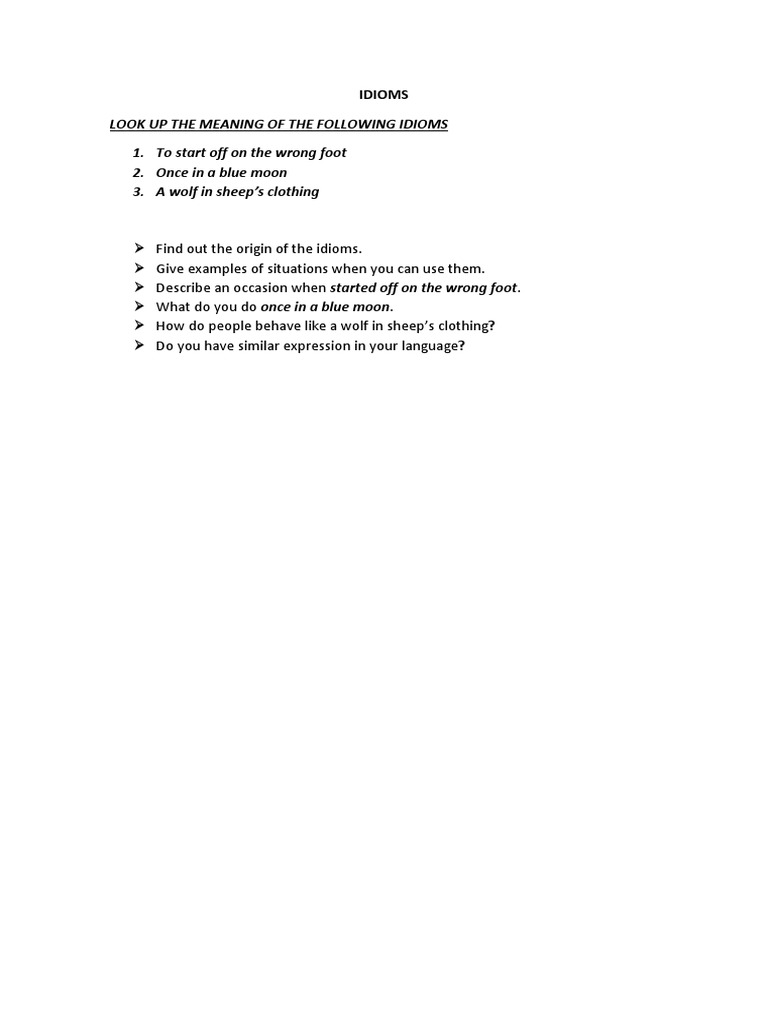 Understanding Common Idioms | PDF | Foreign Language Studies