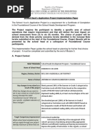 SHDP Foundation Course Application Project Plan