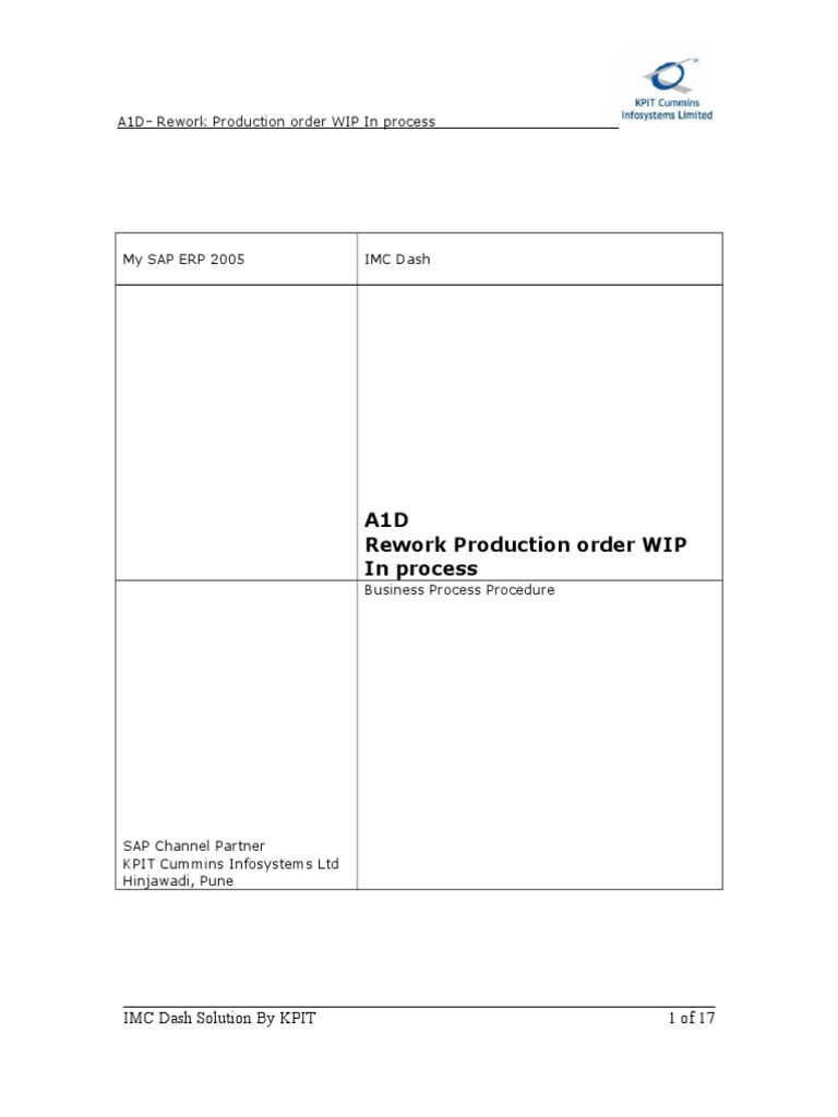 SAP Rework Production Order Process | PDF | Business Process | Warehouse
