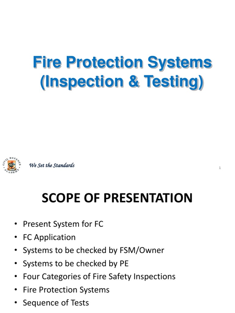 8 - Fire Protection Systems (Inspection and Testing) Final VD PDF | PDF ...