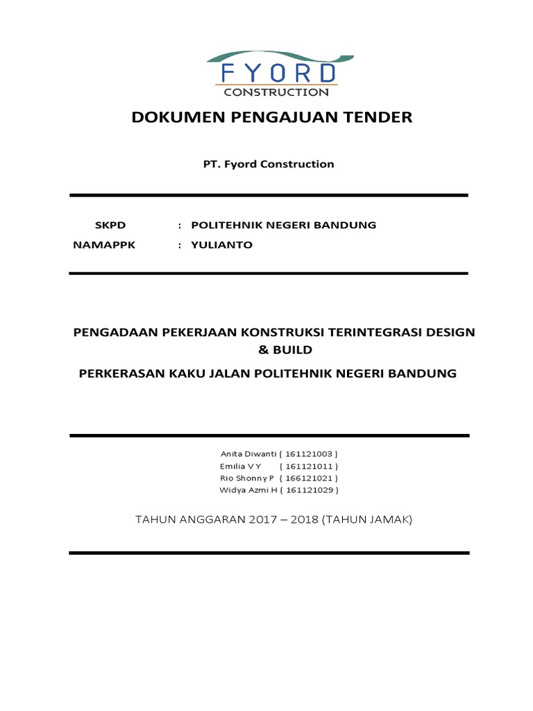 Proposal Tender Pekerjaan Konstruksi | PDF